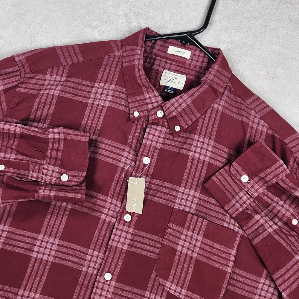 J.Crew Mens XL Red Plaid Flannel Long Sleeve Button Down Shirt J6703 NEW